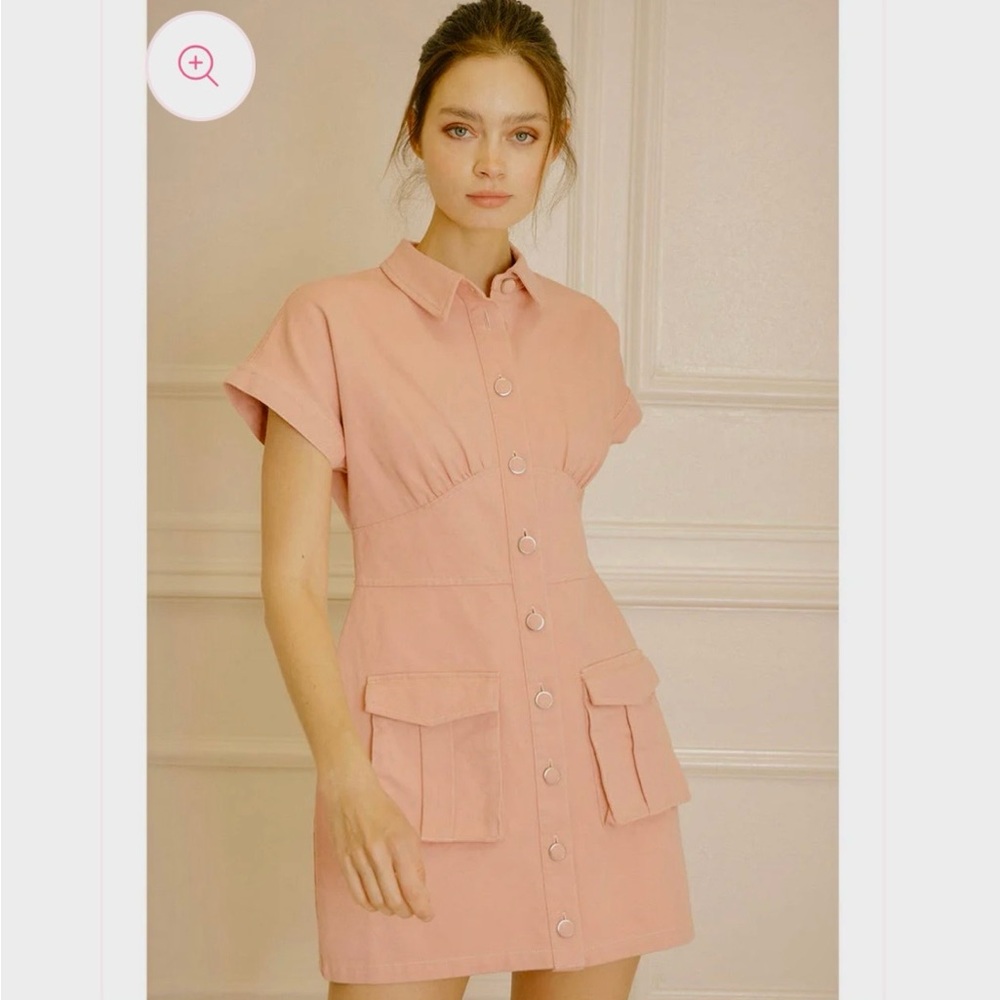 Storia Cargo Pocket Military Twill Mini Dress Size Medium